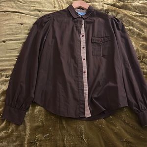 Ship N’ Shore Vintage Brown Button Down (M) - image 1